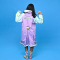 Bold geometric print Lilac & Light blue Raincoat for Kids - Little Surprise BoxBold geometric print Lilac & Light blue Raincoat for Kids