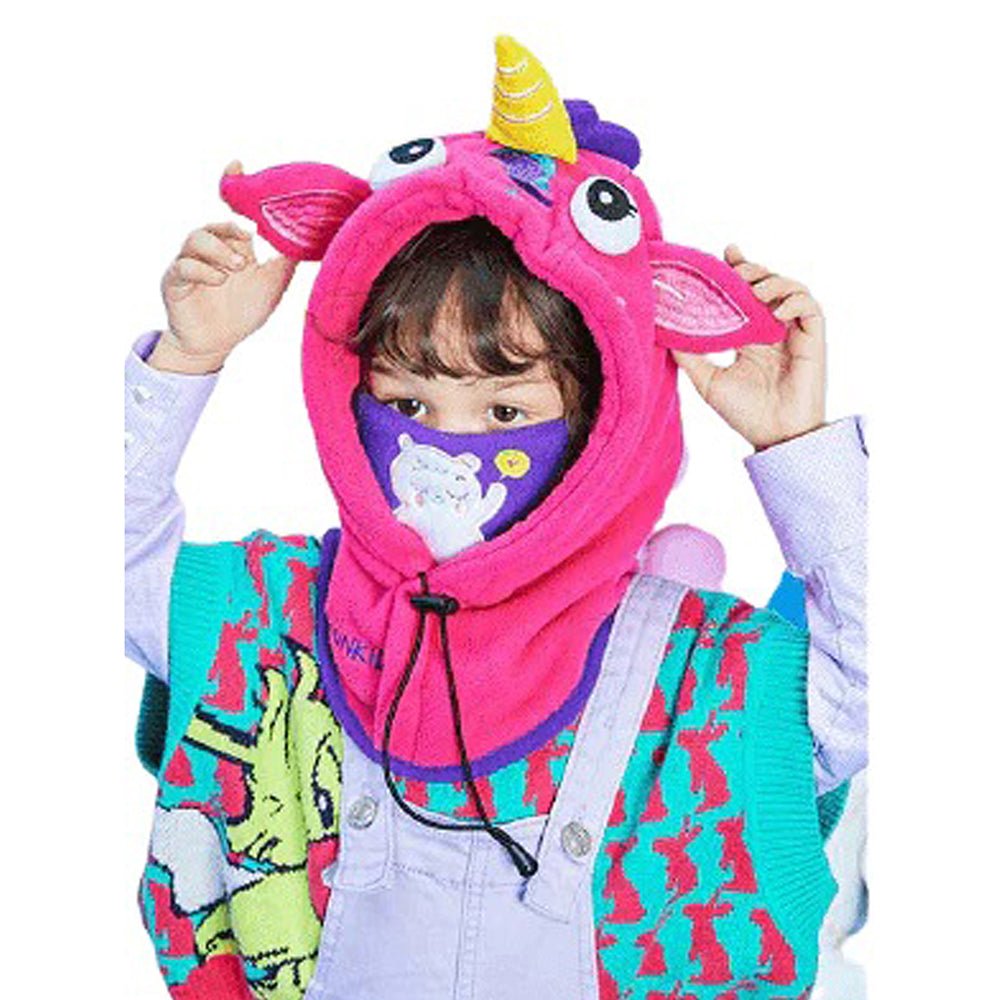 Bright Pink Uni Fleece Winter Cap covering Mouth, Neck and Head - Little Surprise BoxBright Pink Uni Fleece Winter Cap covering Mouth, Neck and Head