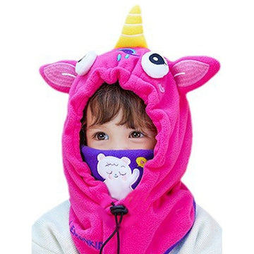 Bright Pink Uni Fleece Winter Cap covering Mouth, Neck and Head - Little Surprise BoxBright Pink Uni Fleece Winter Cap covering Mouth, Neck and Head