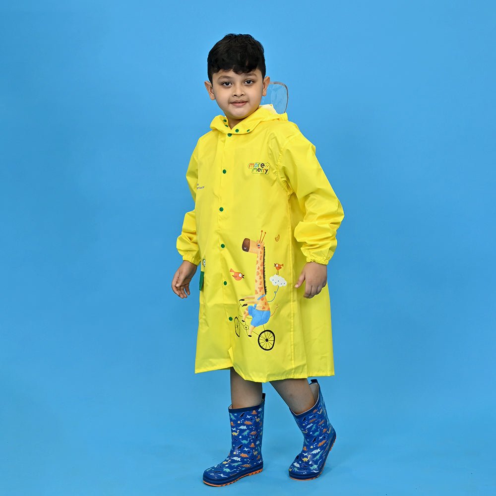 Bright Yellow Giraffe Print Raincoat for Kids and Toddlers - Little Surprise BoxBright Yellow Giraffe Print Raincoat for Kids and Toddlers