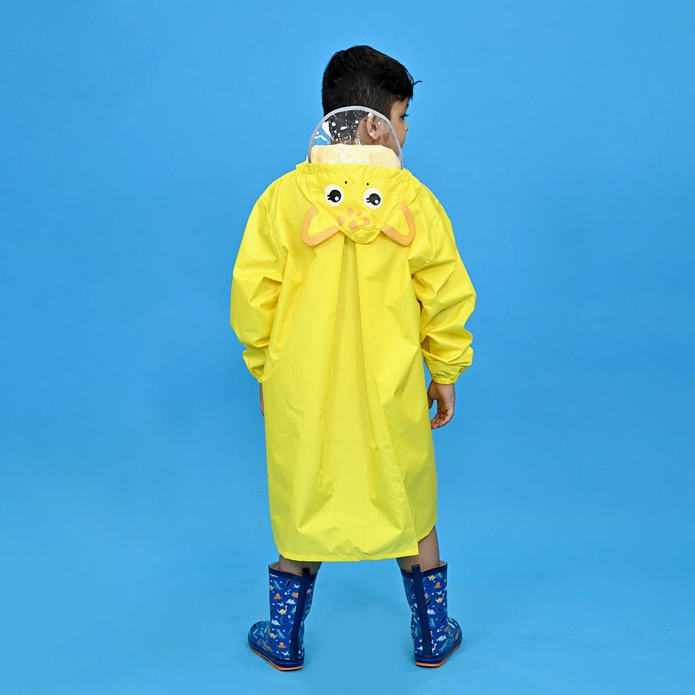 Bright Yellow Giraffe Print Raincoat for Kids and Toddlers - Little Surprise BoxBright Yellow Giraffe Print Raincoat for Kids and Toddlers