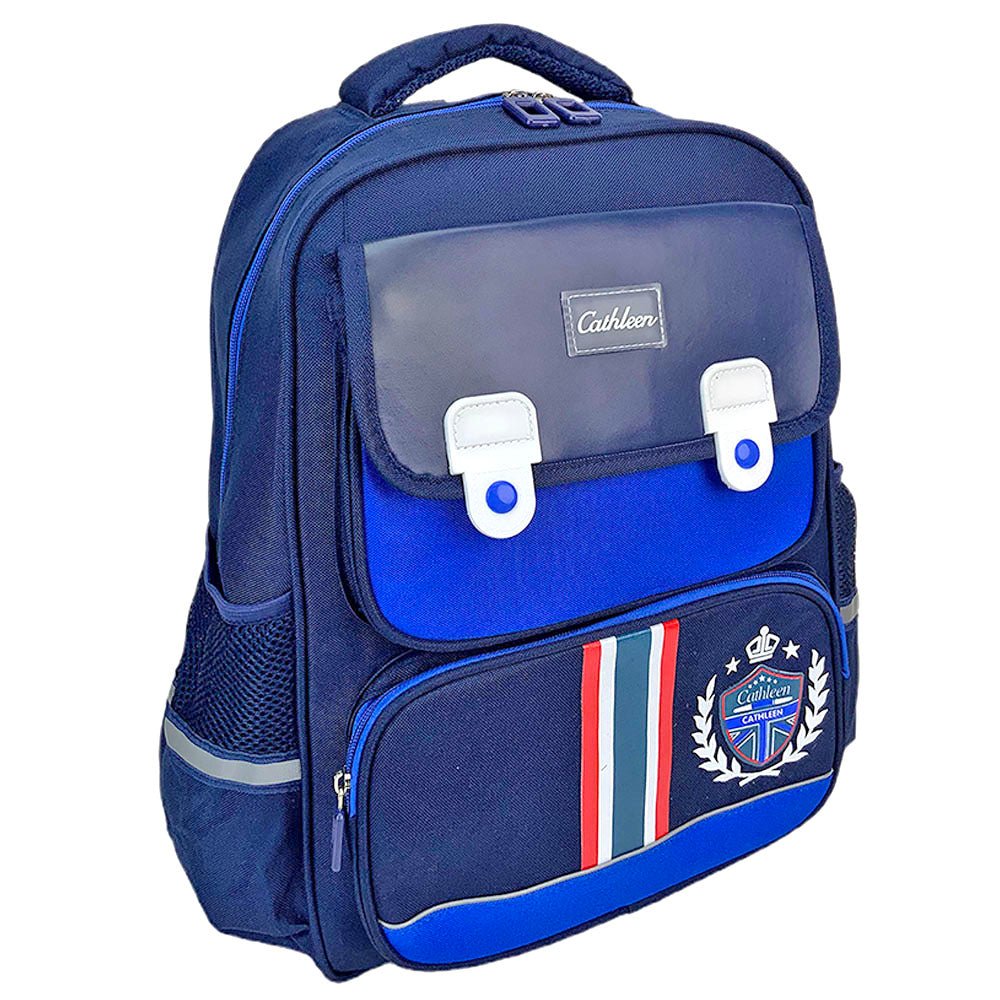 Cobalt & Dark Blue Crest Design School Backpack for Kids - Little Surprise BoxCobalt & Dark Blue Crest Design School Backpack for Kids