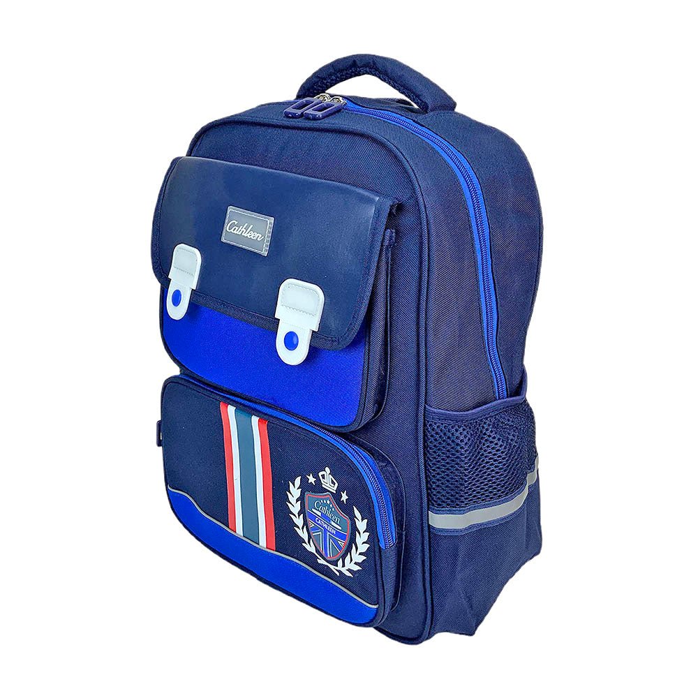 Cobalt & Dark Blue Crest Design School Backpack for Kids - Little Surprise BoxCobalt & Dark Blue Crest Design School Backpack for Kids