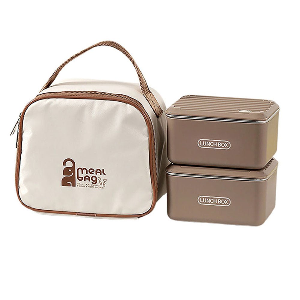 Coffee color 2pcs Bento Stainless Steel Lunch Box Container set with Lunch Box - Little Surprise BoxCoffee color 2pcs Bento Stainless Steel Lunch Box Container set with Lunch Box