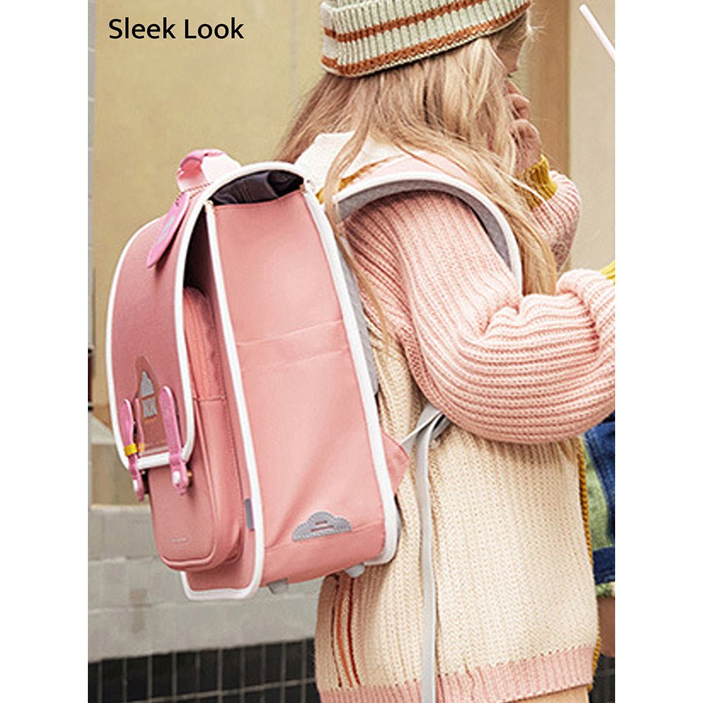 Coral Peach Rectangle style Backpack for Kids, Medium - Little Surprise BoxCoral Peach Rectangle style Backpack for Kids, Medium