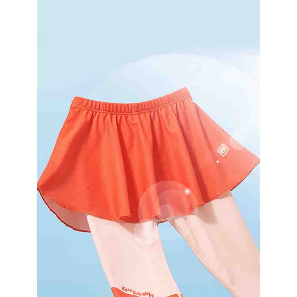 Coral Stripes 2pcs Full Length Swimsuit for Girls with UPF 50+ - Little Surprise BoxCoral Stripes 2pcs Full Length Swimsuit for Girls with UPF 50+