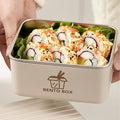 Cream 2pcs Bento Stainless Steel Lunch Box Container set with Lunch Bag - Little Surprise BoxCream 2pcs Bento Stainless Steel Lunch Box Container set with Lunch Bag