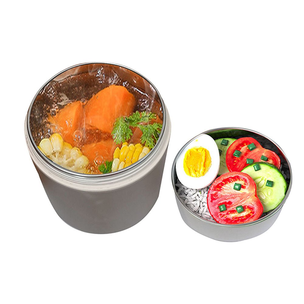 Cream and Dark Brown Stainless Steel Vertical Tiffin/Lunch Box - Little Surprise BoxCream and Dark Brown Stainless Steel Vertical Tiffin/Lunch Box