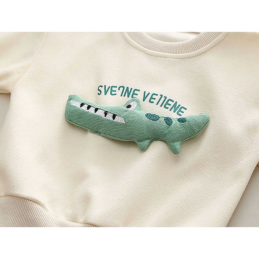 Cream Crocodile 2 pcs Track suit set for Toddlers/Kids - Little Surprise BoxCream Crocodile 2 pcs Track suit set for Toddlers/Kids