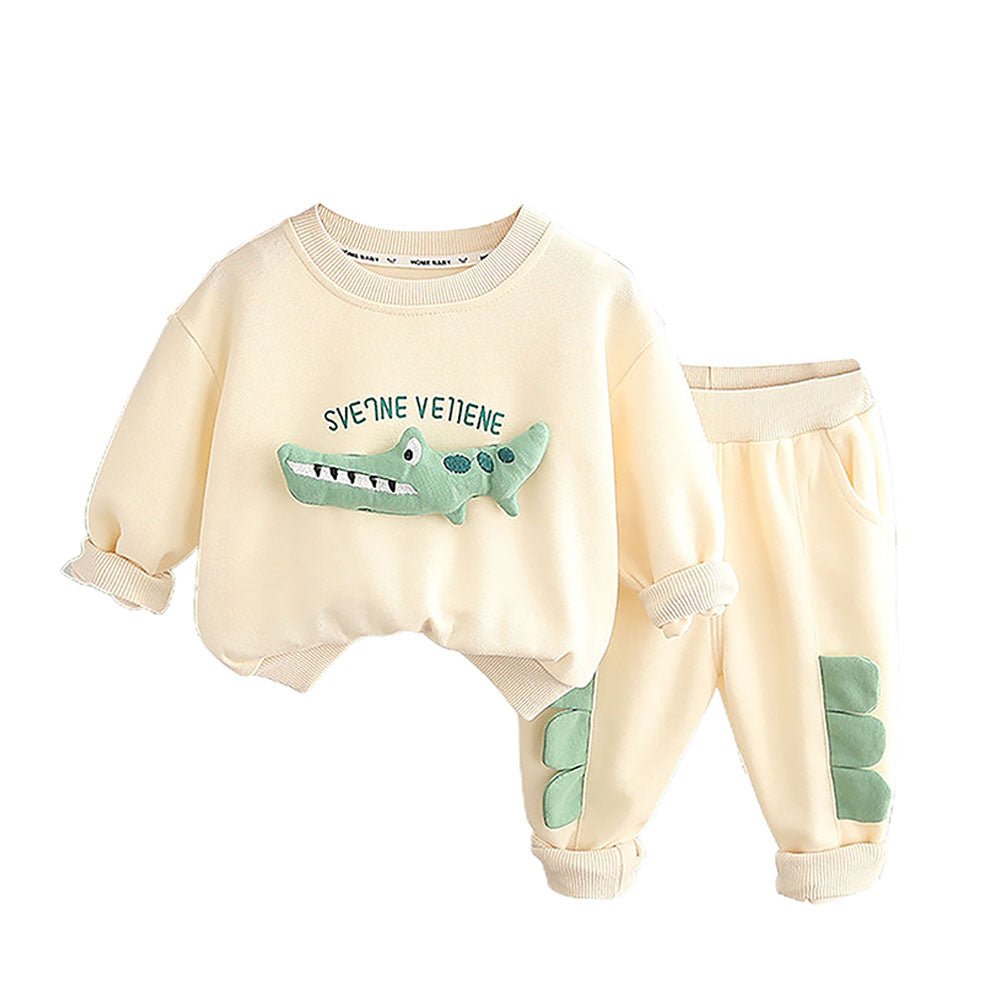 Cream Crocodile 2 pcs Track suit set for Toddlers/Kids - Little Surprise BoxCream Crocodile 2 pcs Track suit set for Toddlers/Kids