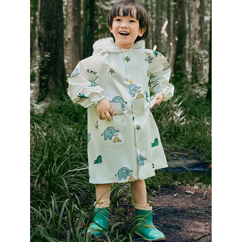 Cream Self Print Woodland Elle Raincoat for Kids - Little Surprise BoxCream Self Print Woodland Elle Raincoat for Kids