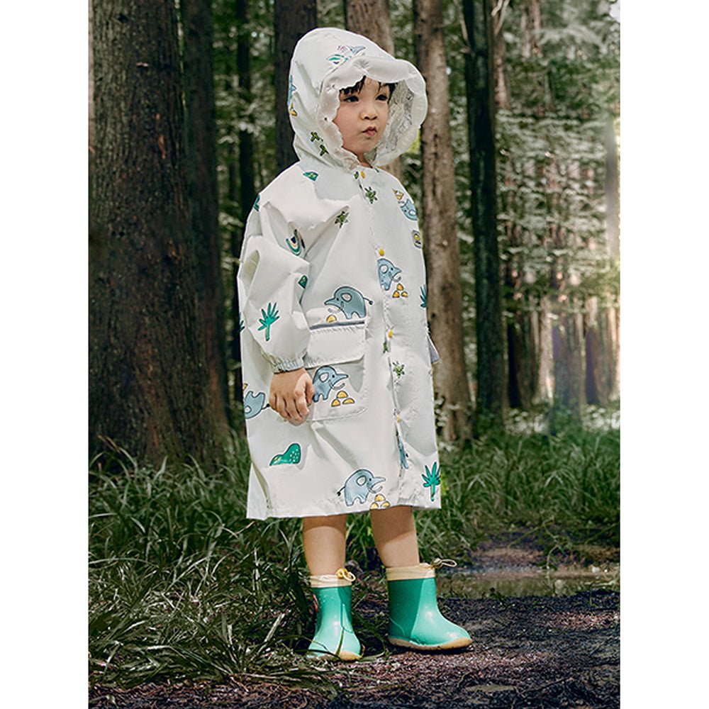 Cream Self Print Woodland Elle Raincoat for Kids - Little Surprise BoxCream Self Print Woodland Elle Raincoat for Kids