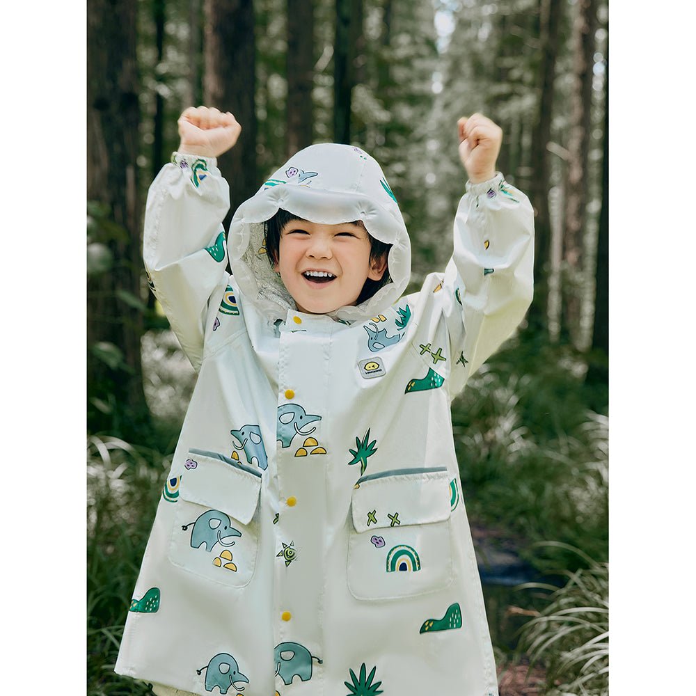 Cream Self Print Woodland Elle Raincoat for Kids - Little Surprise BoxCream Self Print Woodland Elle Raincoat for Kids