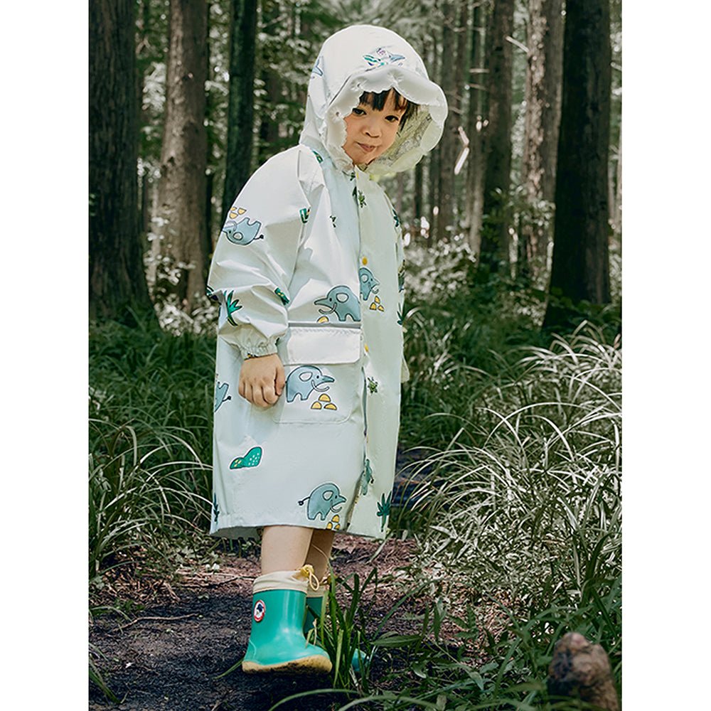 Cream Self Print Woodland Elle Raincoat for Kids - Little Surprise BoxCream Self Print Woodland Elle Raincoat for Kids