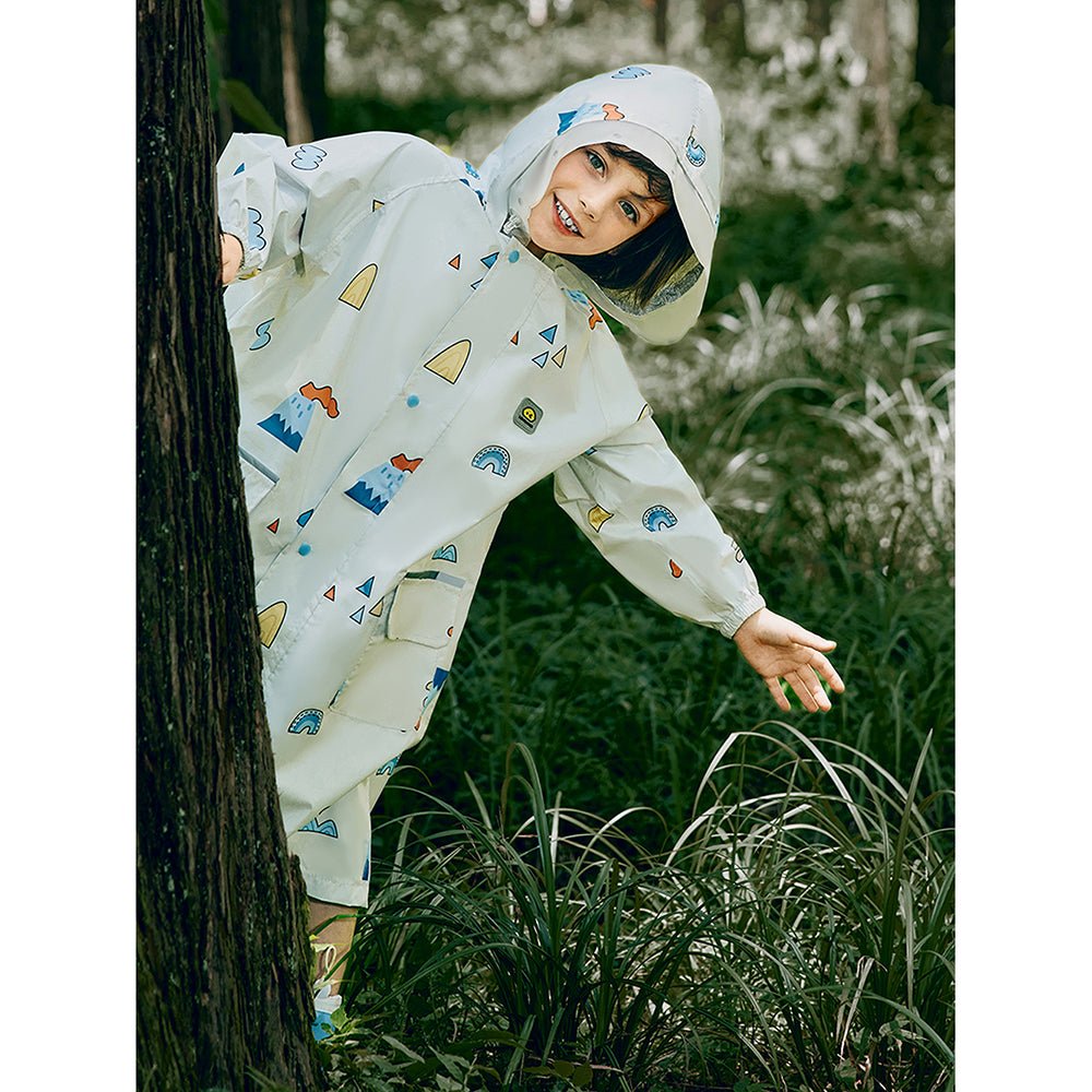 Cream Woodland Volcano Raincoat for Kids - Little Surprise BoxCream Woodland Volcano Raincoat for Kids