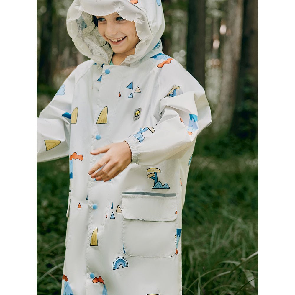 Cream Woodland Volcano Raincoat for Kids - Little Surprise BoxCream Woodland Volcano Raincoat for Kids