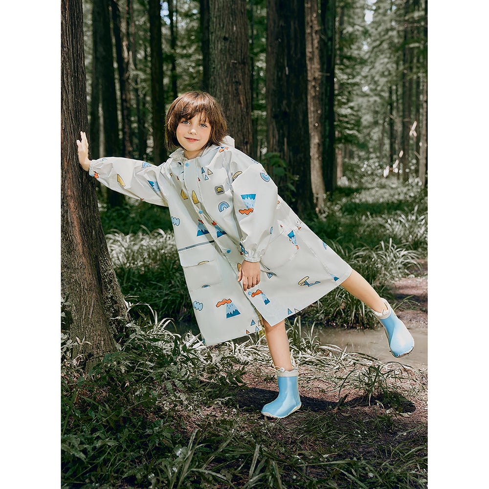Cream Woodland Volcano Raincoat for Kids - Little Surprise BoxCream Woodland Volcano Raincoat for Kids