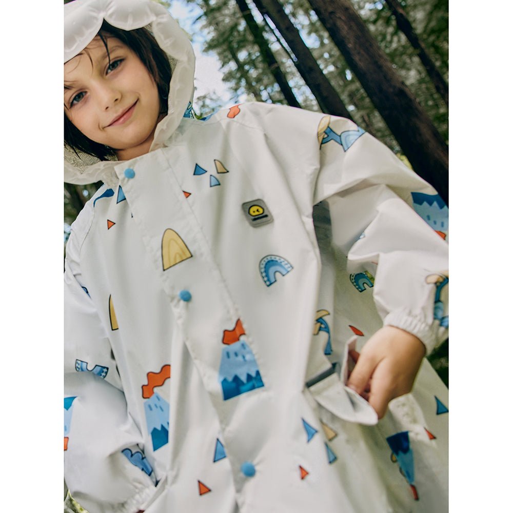 Cream Woodland Volcano Raincoat for Kids - Little Surprise BoxCream Woodland Volcano Raincoat for Kids