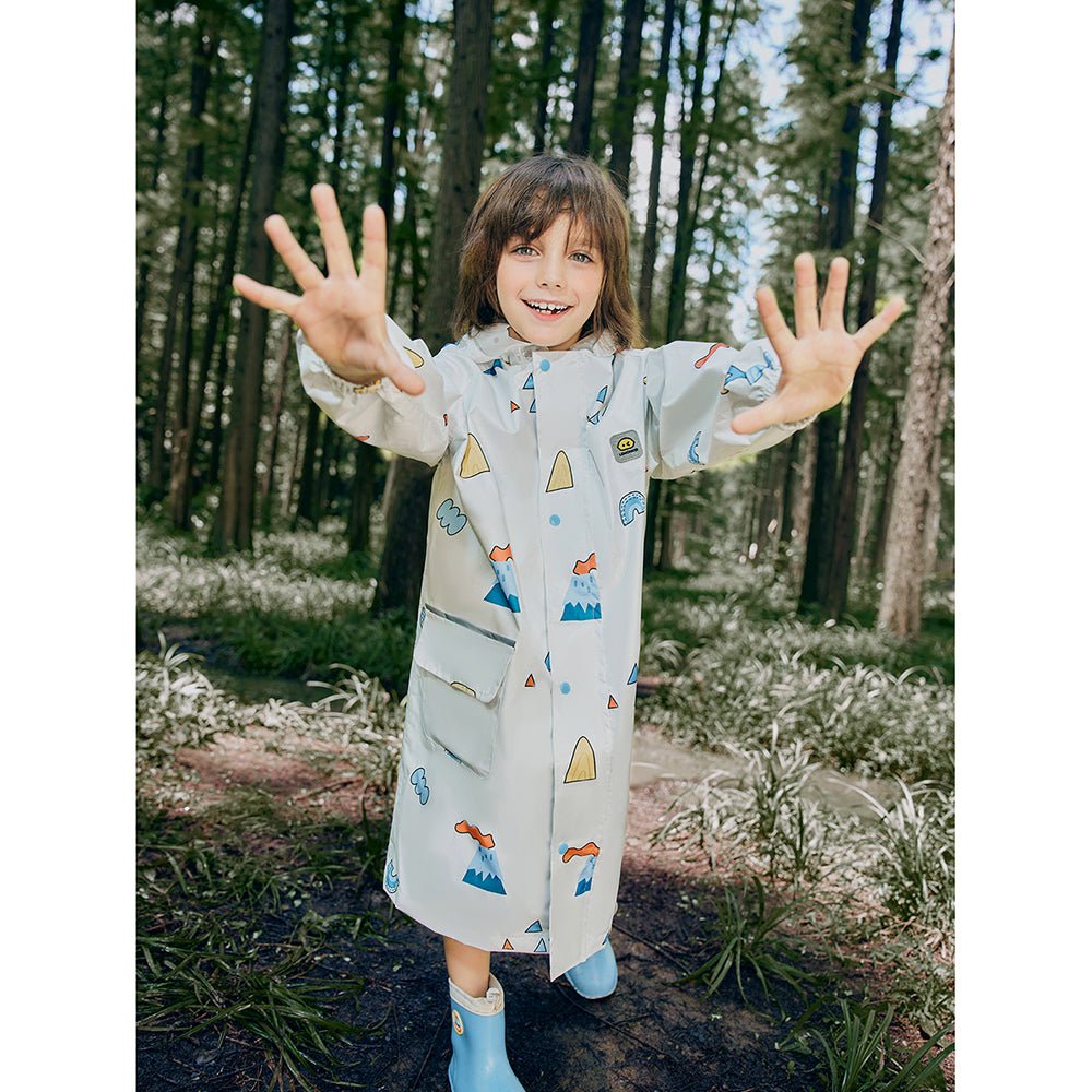 Cream Woodland Volcano Raincoat for Kids - Little Surprise BoxCream Woodland Volcano Raincoat for Kids