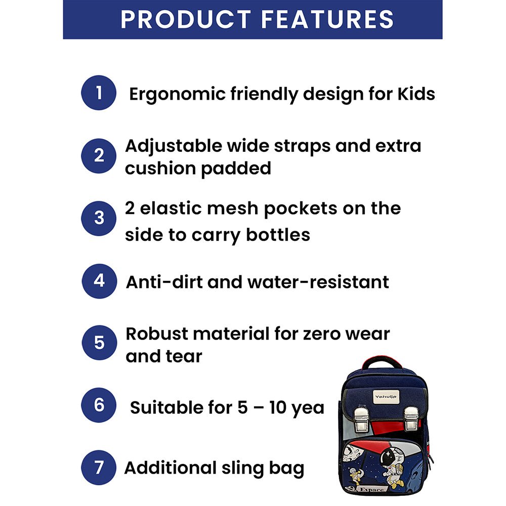 Dark Blue Astro School Backpack for Kids - Little Surprise BoxDark Blue Astro School Backpack for Kids