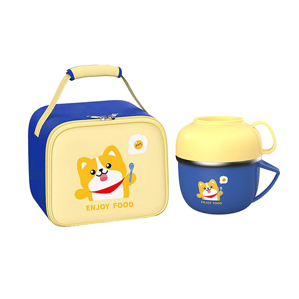 Dark Blue Big Size, Foxy Dual Handle Soup and Noodles Lunch Box with matching Cover - Little Surprise BoxDark Blue Big Size, Foxy Dual Handle Soup and Noodles Lunch Box with matching Cover