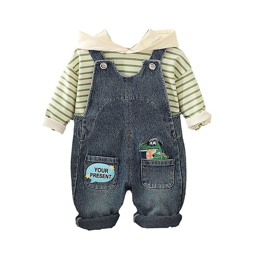 Denim Alligator Dungary Style 2 pc clothing set for Toddlers/Kids - Little Surprise BoxDenim Alligator Dungary Style 2 pc clothing set for Toddlers/Kids