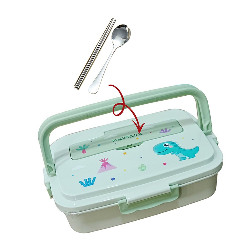 Dino Combo set Stainless steel Lunch Box with insulated Lunch box Cover for kids - Little Surprise BoxDino Combo set Stainless steel Lunch Box with insulated Lunch box Cover for kids