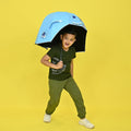 Dino theme, Helmet Shape Kids Umbrella , 4 - 8 yrs, Light Blue. - Little Surprise BoxDino theme, Helmet Shape Kids Umbrella , 4 - 8 yrs, Light Blue.