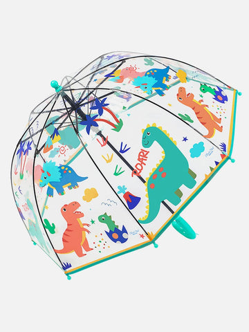 Dome Style, Dinoland Transparent Green Umbrella for Kids - Little Surprise BoxDome Style, Dinoland Transparent Green Umbrella for Kids