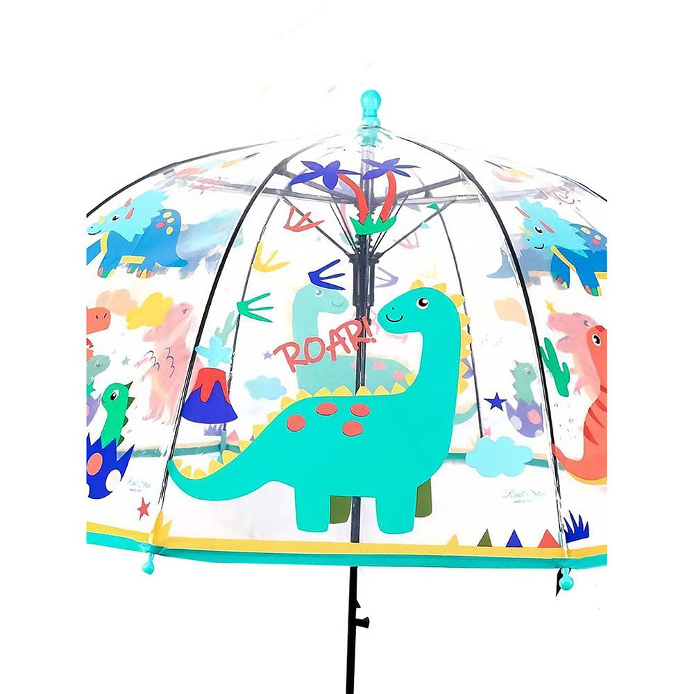 Dome Style, Dinoland Transparent Green Umbrella for Kids - Little Surprise BoxDome Style, Dinoland Transparent Green Umbrella for Kids