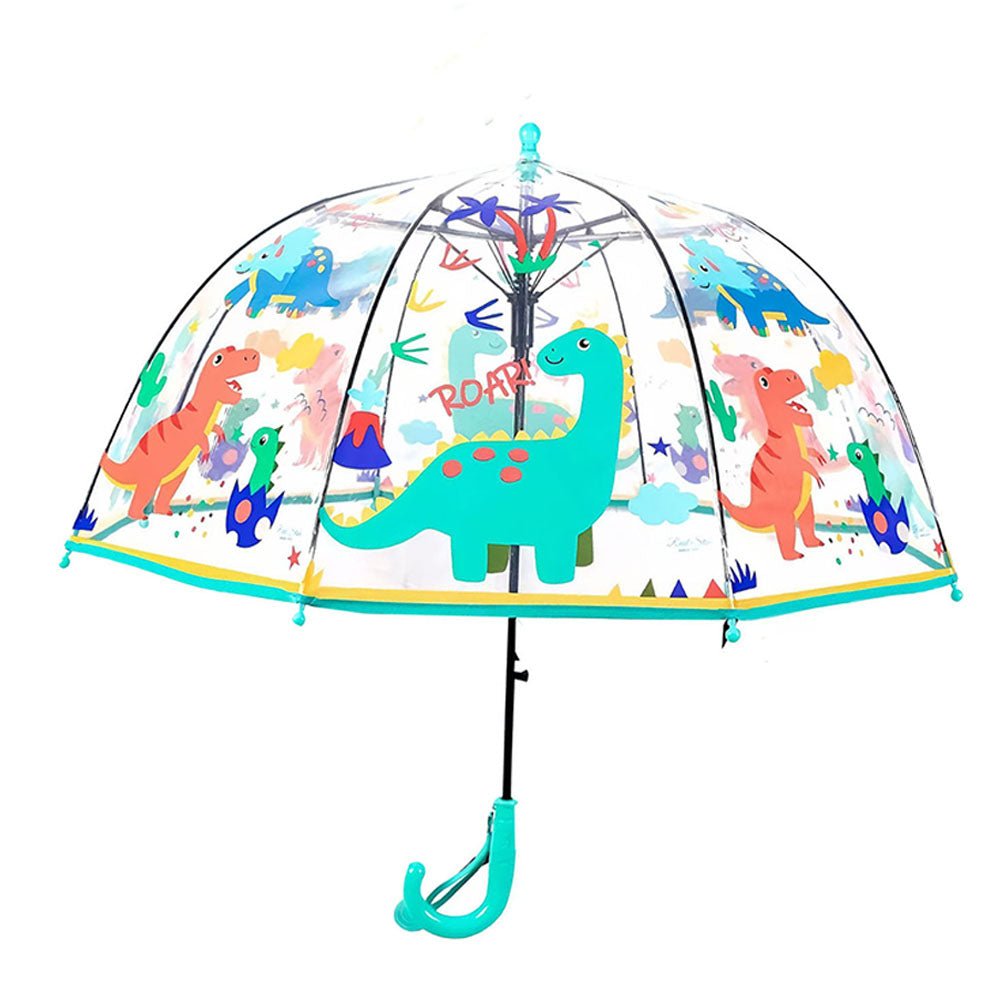 Dome Style, Dinoland Transparent Green Umbrella for Kids - Little Surprise BoxDome Style, Dinoland Transparent Green Umbrella for Kids