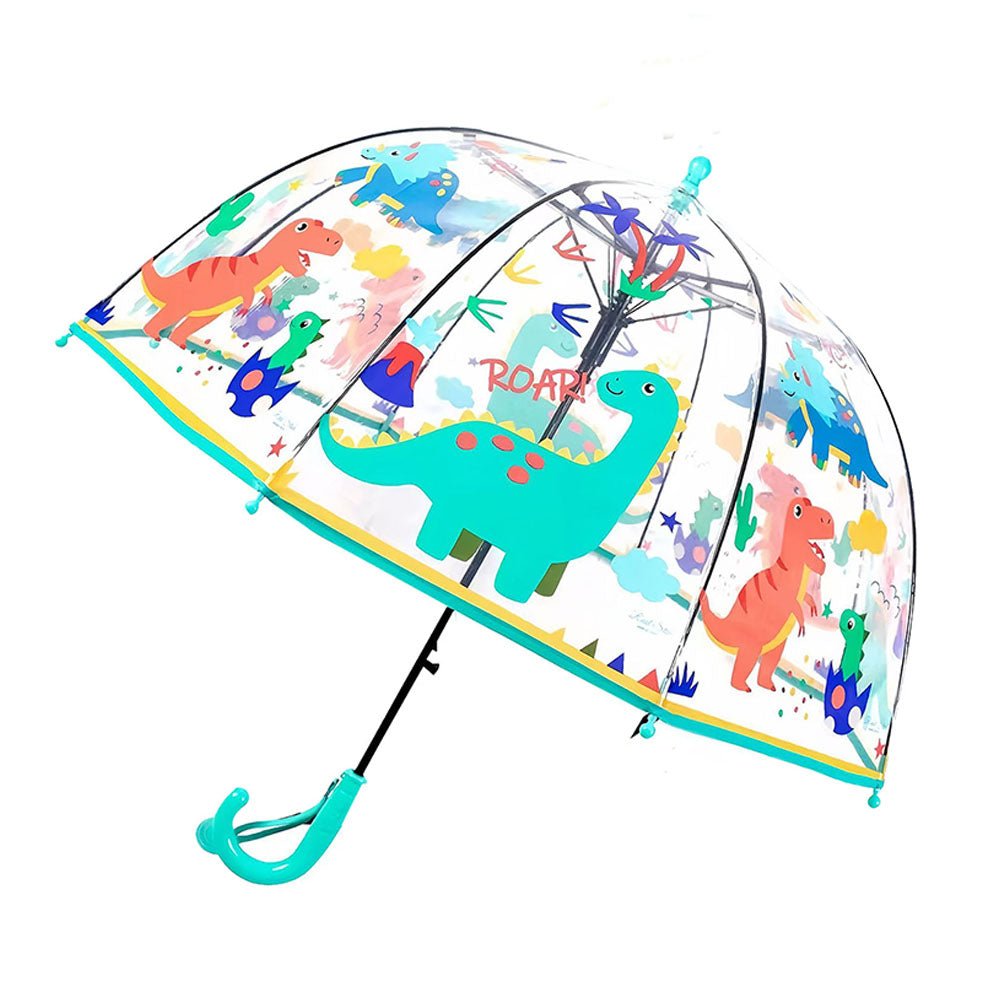 Dome Style, Dinoland Transparent Green Umbrella for Kids - Little Surprise BoxDome Style, Dinoland Transparent Green Umbrella for Kids