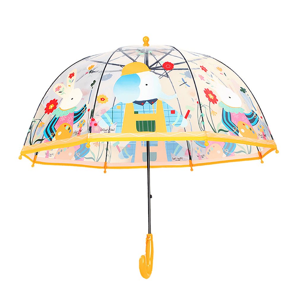 Dome Style Elephant Rabbit Transparent Yellow Umbrella for Kids - Little Surprise BoxDome Style Elephant Rabbit Transparent Yellow Umbrella for Kids