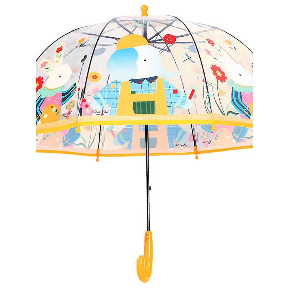 Dome Style Elephant Rabbit Transparent Yellow Umbrella for Kids - Little Surprise BoxDome Style Elephant Rabbit Transparent Yellow Umbrella for Kids