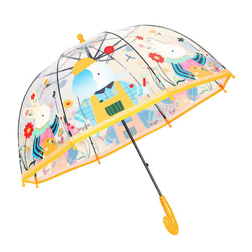 Dome Style Elephant Rabbit Transparent Yellow Umbrella for Kids - Little Surprise BoxDome Style Elephant Rabbit Transparent Yellow Umbrella for Kids