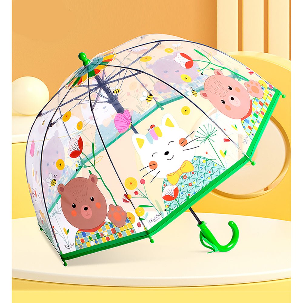 Dome style, Mr.Bowtie Bunny Transparent Green Umbrella for Kids - Little Surprise BoxDome style, Mr.Bowtie Bunny Transparent Green Umbrella for Kids