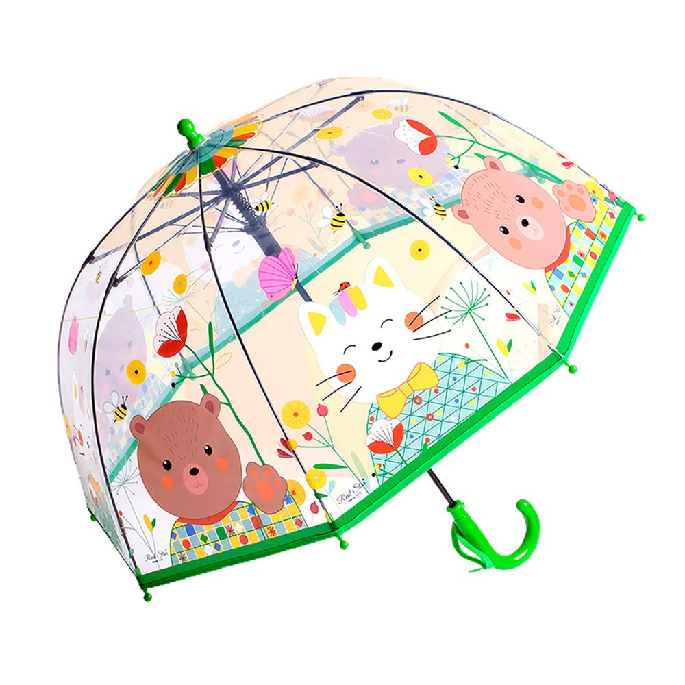 Dome style, Mr.Bowtie Bunny Transparent Green Umbrella for Kids - Little Surprise BoxDome style, Mr.Bowtie Bunny Transparent Green Umbrella for Kids