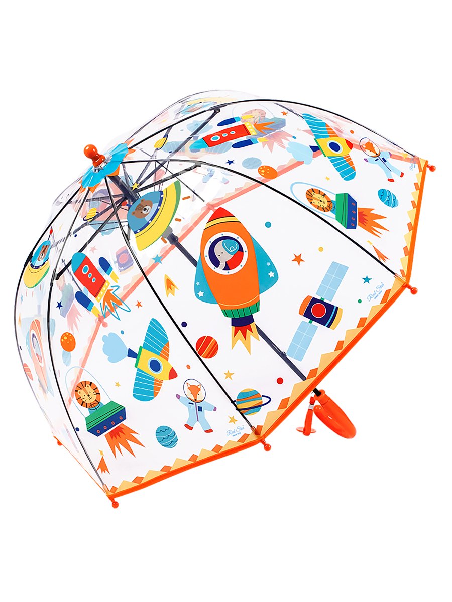 Dome Style, Rocket theme Transparent Umbrella for Kids - Little Surprise BoxDome Style, Rocket theme Transparent Umbrella for Kids