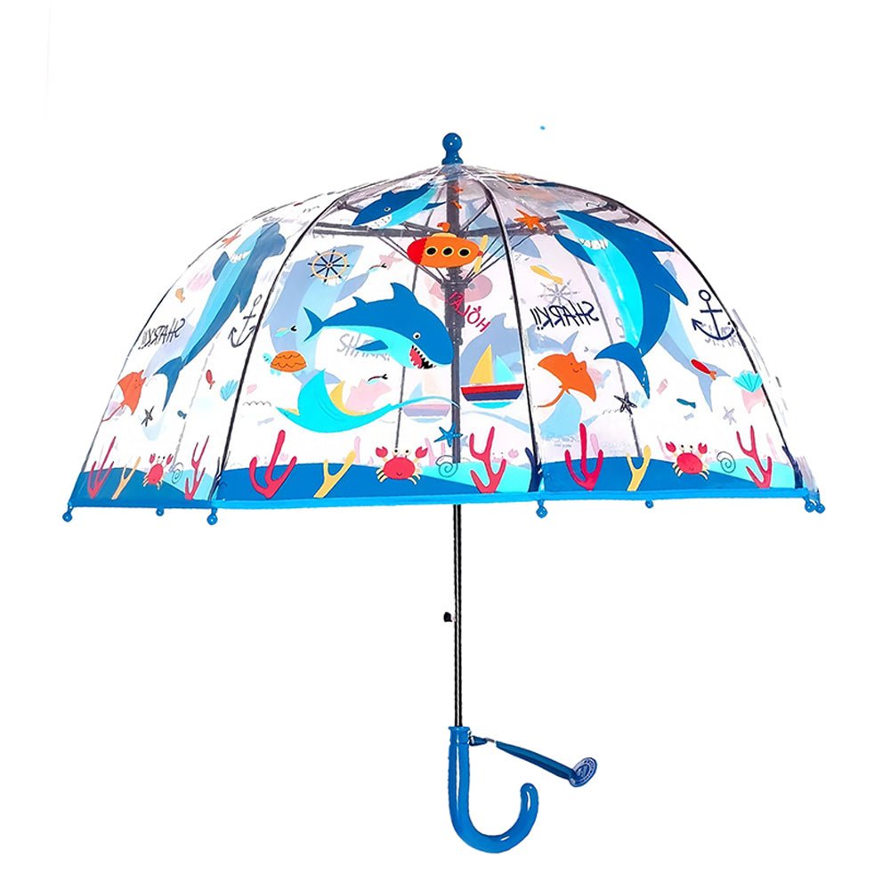 Dome Style, Sea Shark theme Transparent Umbrella for Kids - Little Surprise BoxDome Style, Sea Shark theme Transparent Umbrella for Kids