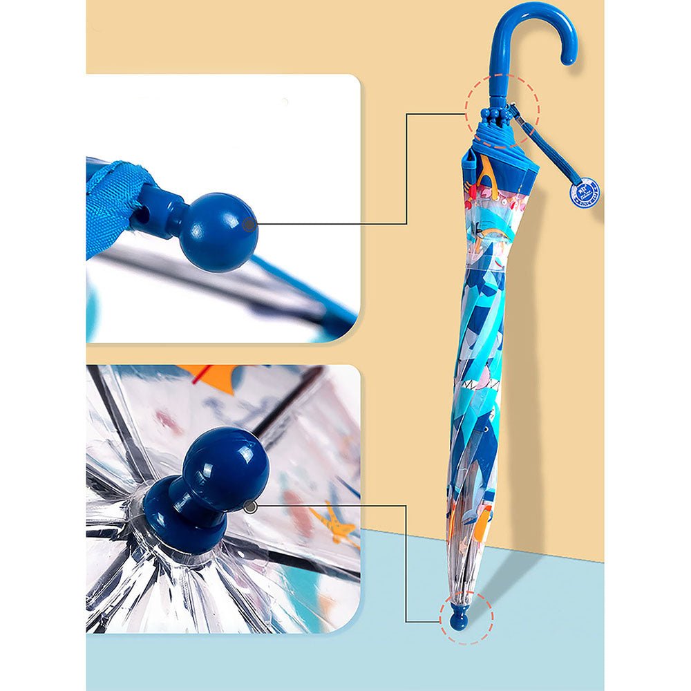 Dome Style, Sea Shark theme Transparent Umbrella for Kids - Little Surprise BoxDome Style, Sea Shark theme Transparent Umbrella for Kids