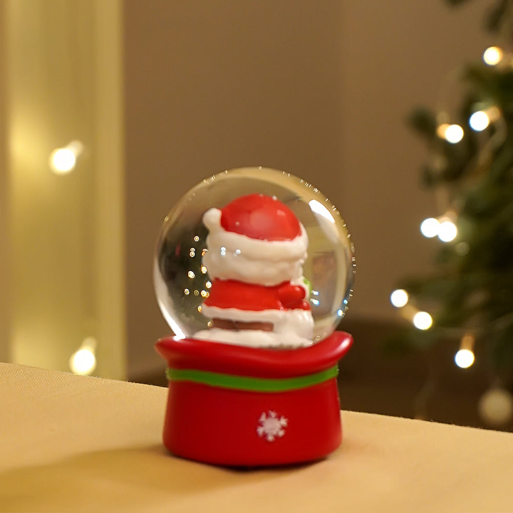 Santa with Snowman Mini colorful led light shiny Dome, Christmas Tabletop Xmas Décor, & Gift option
