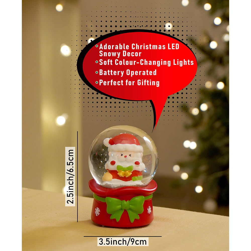 Santa with a Bell Mini colorful LED Dome, Christmas Table Décor & Gift option