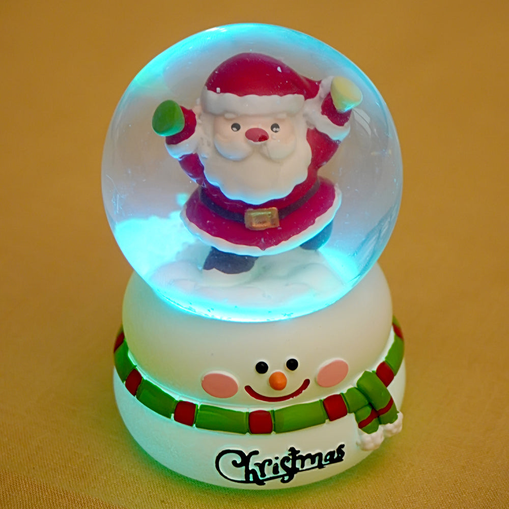 Standing Santa colorful LED Dome on Snowman Base, Christmas Table Décor & Gift option