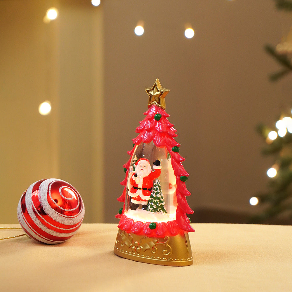 Mini Red Tree with Santa Sack colorful LED light Dome with Music Christmas Table Décor & Gift option