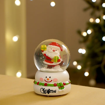 Santa with Gift colorful LED Globe on Snowman Base, Christmas Table Décor & Gift option