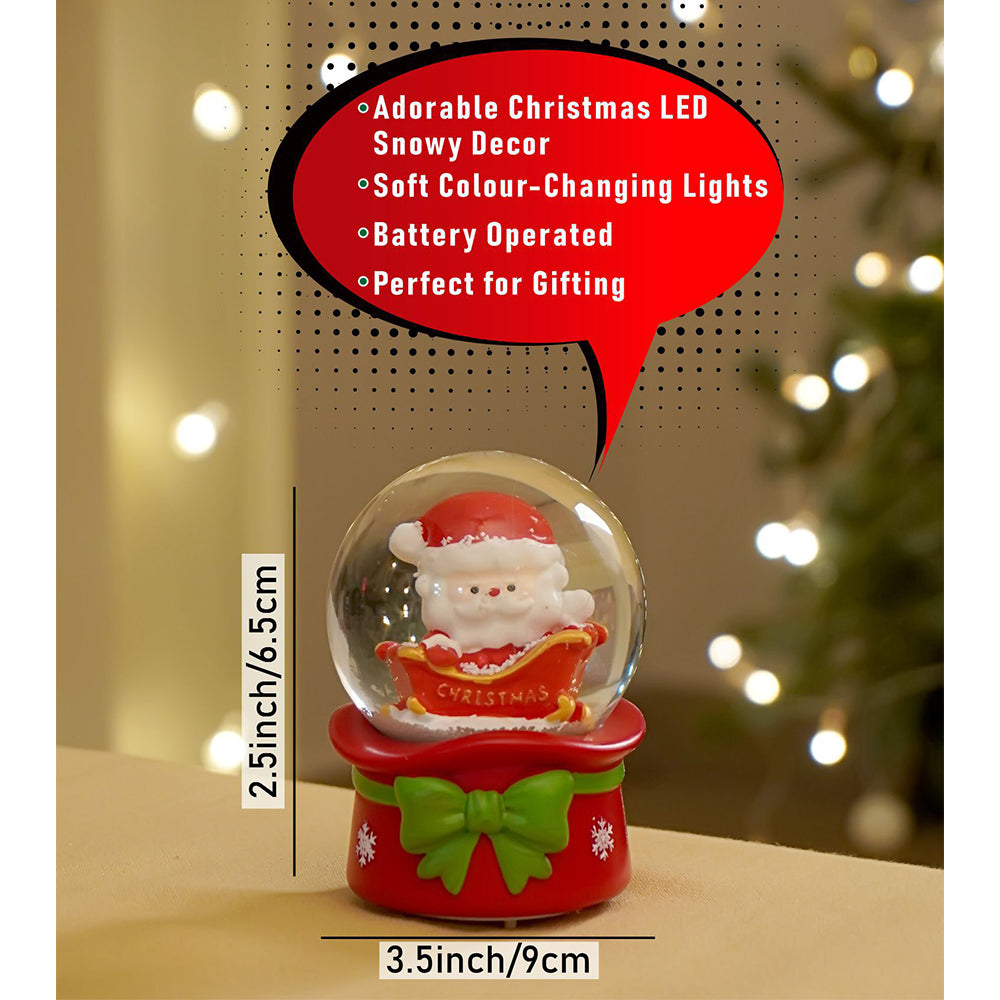 Santa in his Sledge Mini colorful LED Dome, Christmas Table Décor & Gift option