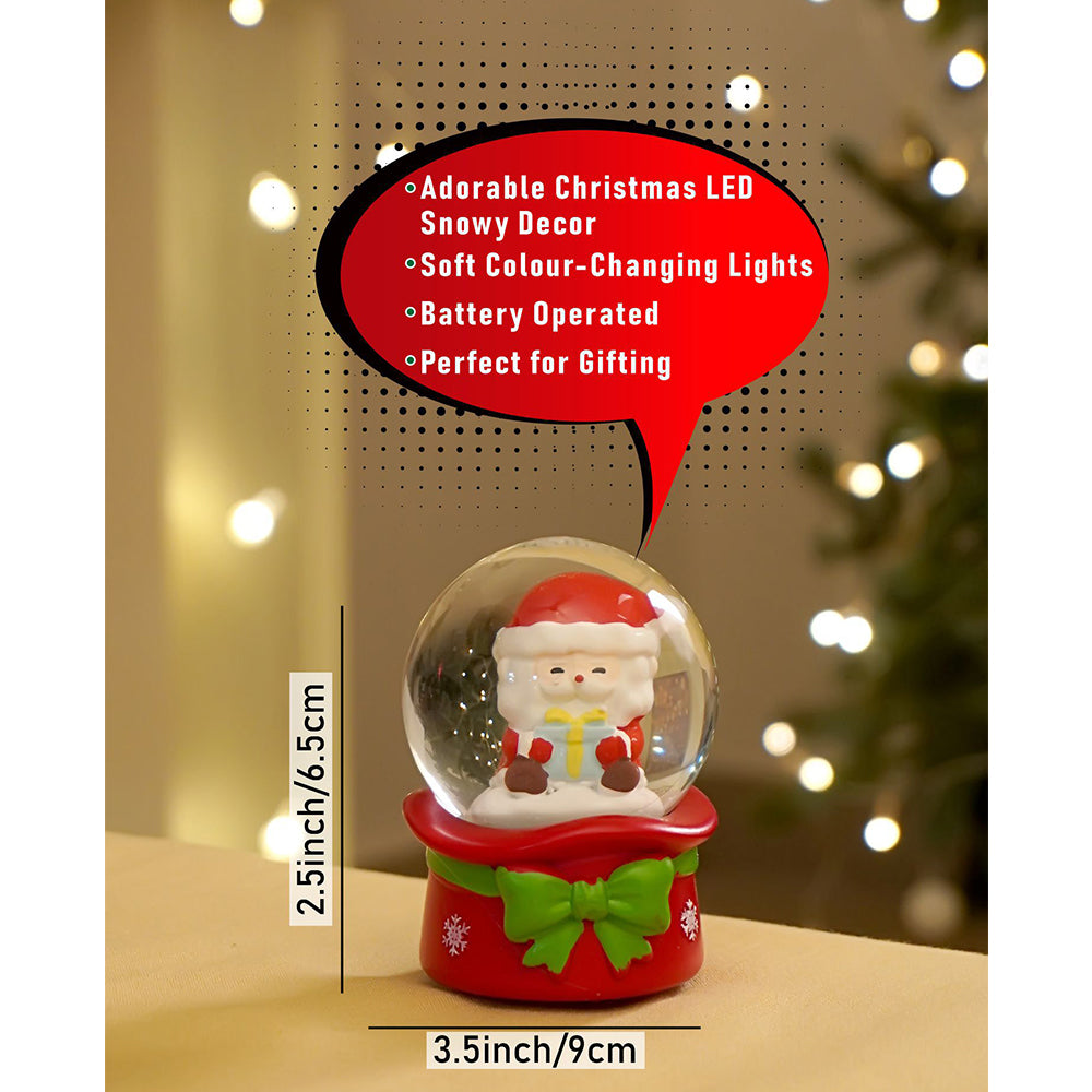 Santa Holding a Gift Mini colorful LED Dome, Christmas Table Décor & Gift option