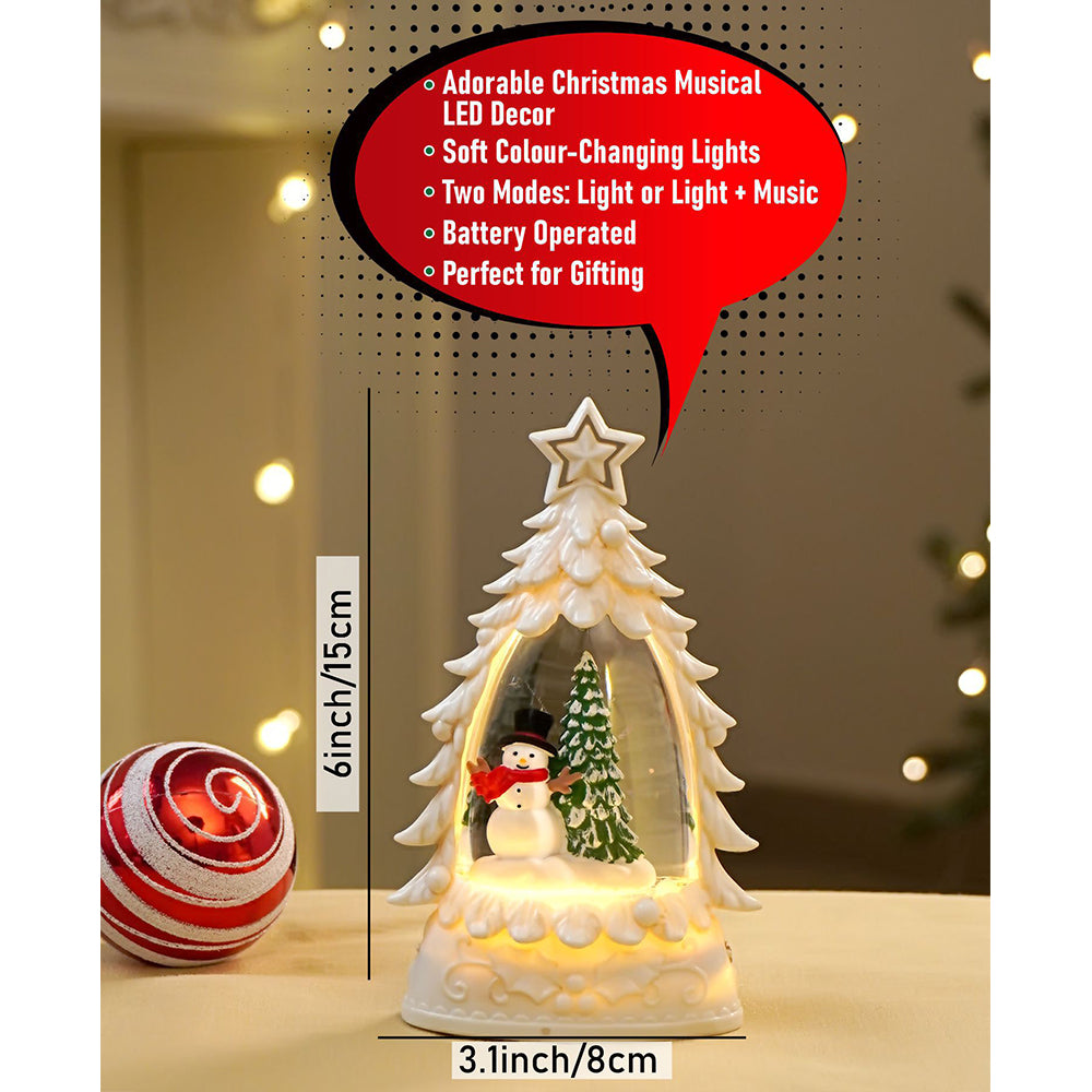 Mini White Tree colorful LED light Dome with Music Christmas Table Décor & Gift option