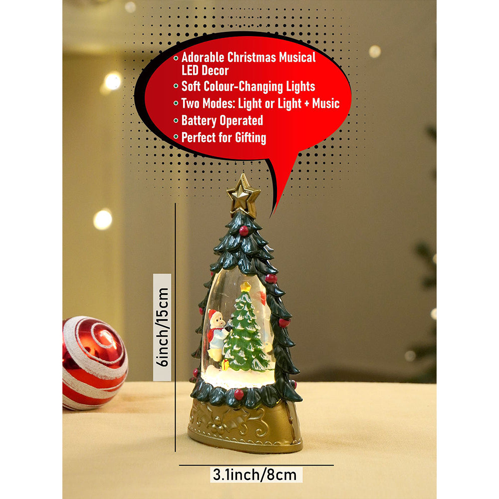 Mini Green Tree colorful LED light Dome with Music Christmas Table Décor & Gift option