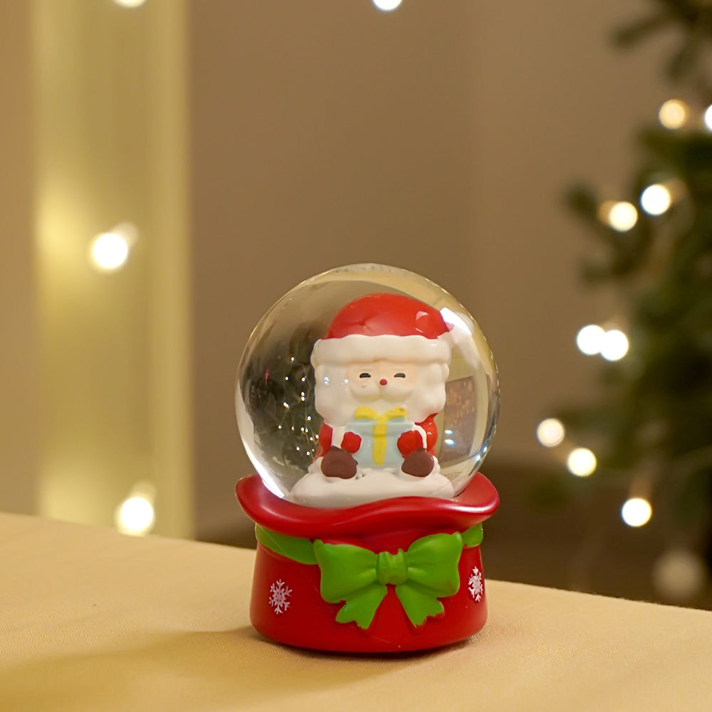 Santa Holding a Gift Mini colorful LED Dome, Christmas Table Décor & Gift option